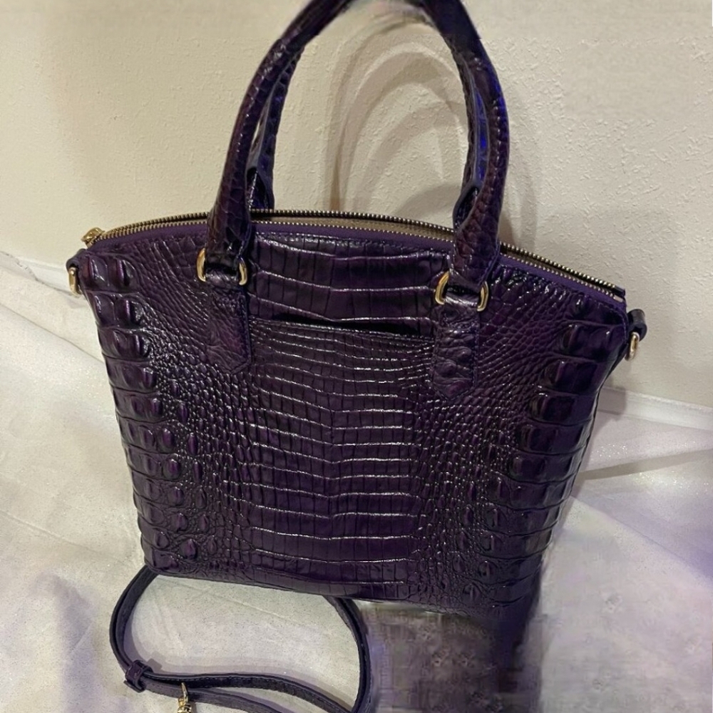 Elegant Purple Crocodile-Embossed Women's Bag